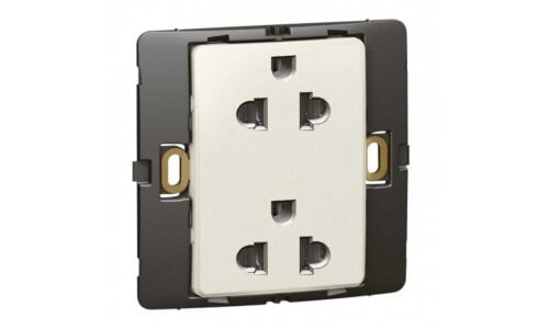 Ổ cắm Legrand, đôi 3 chấu màu trắng Mallia | 281104