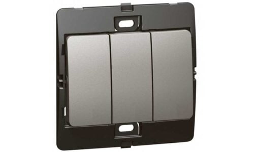 Công tắc Legrand, ba 1 chiều màu xám đậm Mallia | 283404
