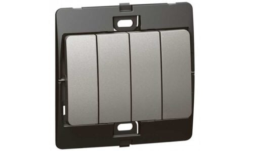 Công tắc Legrand, bốn 1 chiều màu xám đậm Mallia | 283406