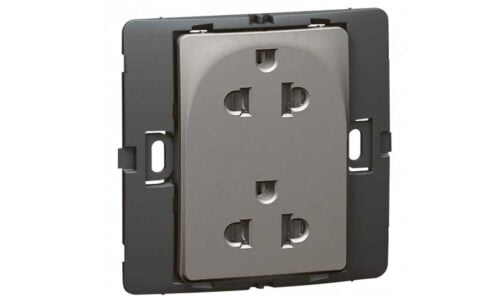 Ổ cắm Legrand, đôi 3 chấu màu xám đậm Mallia | 283504
