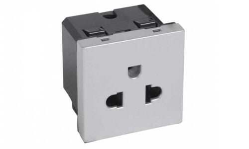 Ổ cắm Legrand, đơn 2 chấu màu bạc Arteor | 571037